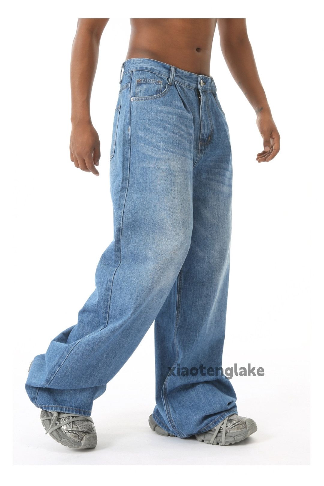 Jean × Vintage washed faded cleanfit pleated flared loose baggy jeans Size US 32 / EU 48 - 1 Thumbnail