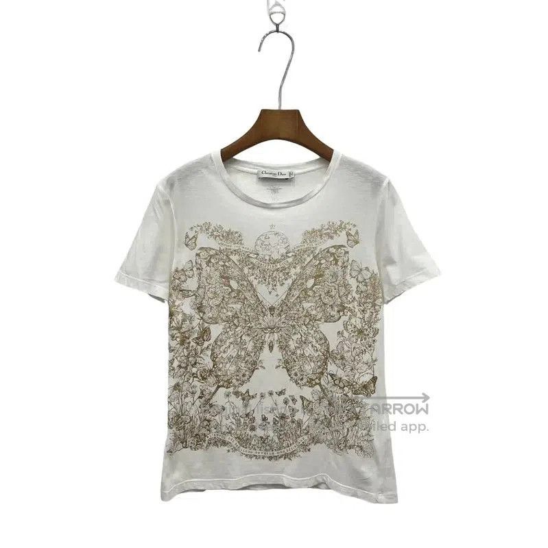 Dior Dior Women's White Butterfly Print T. Size S / US 4 / IT 40 - 1 Thumbnail