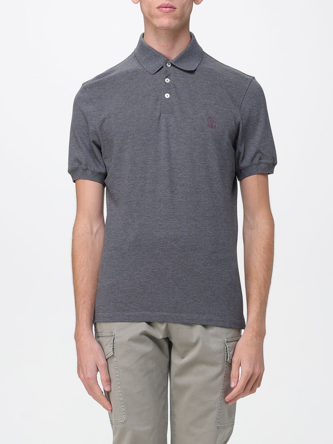 Brunello Cucinelli Polo Shirt Men Grey