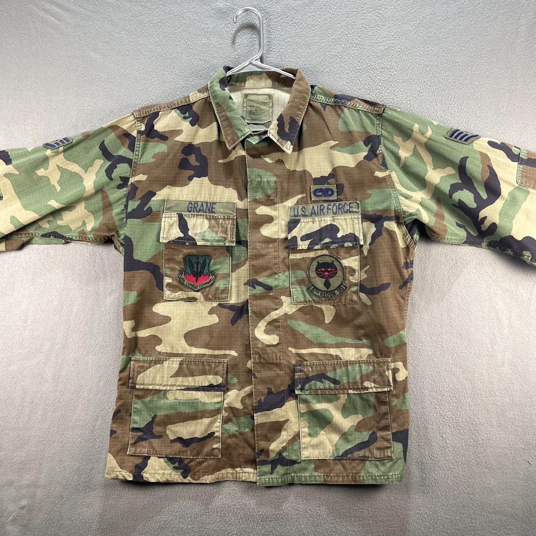 American Apparel VINTAGE USAF BDU Shirt Mens M Regular Woodland Camo Patches Ripstop 90s Size US M / EU 48-50 / 2 - 3 Thumbnail