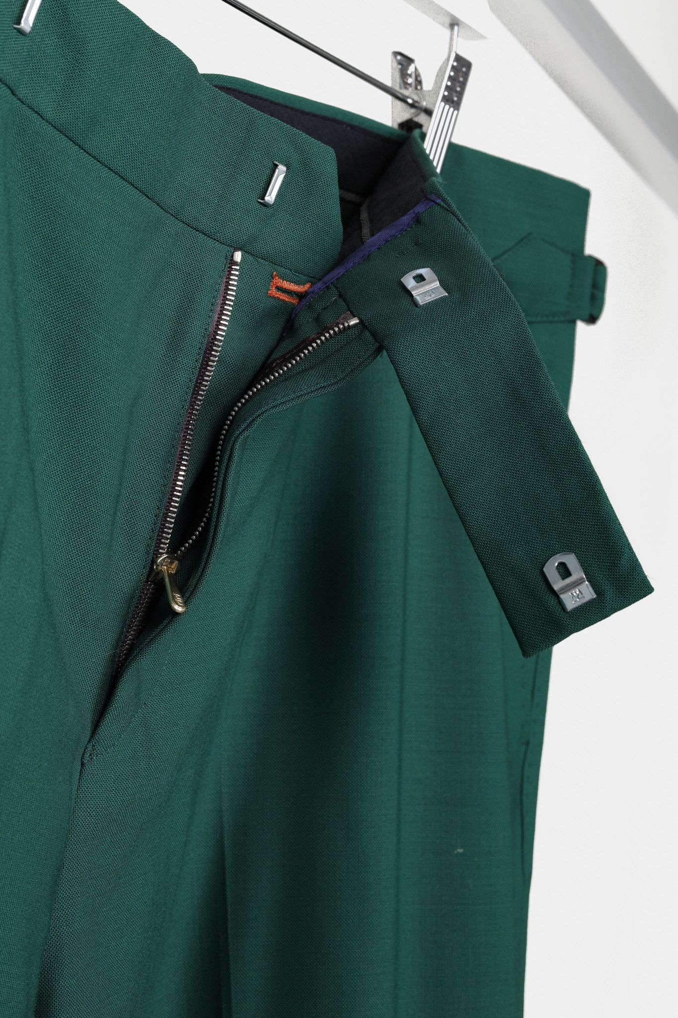 Paul Smith Paul Smith Green Wool Suiting Pant with Side Adjusters Size 38R - 7 Thumbnail