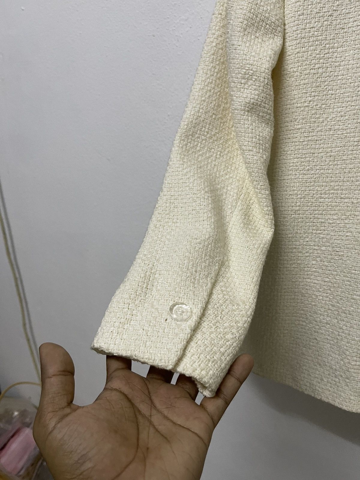 agnes b. 1990s AGNES B OFF-WHITE TEXTURED ZIPPER JACKET Size XS / US 0-2 / IT 36-38 - 13 Thumbnail