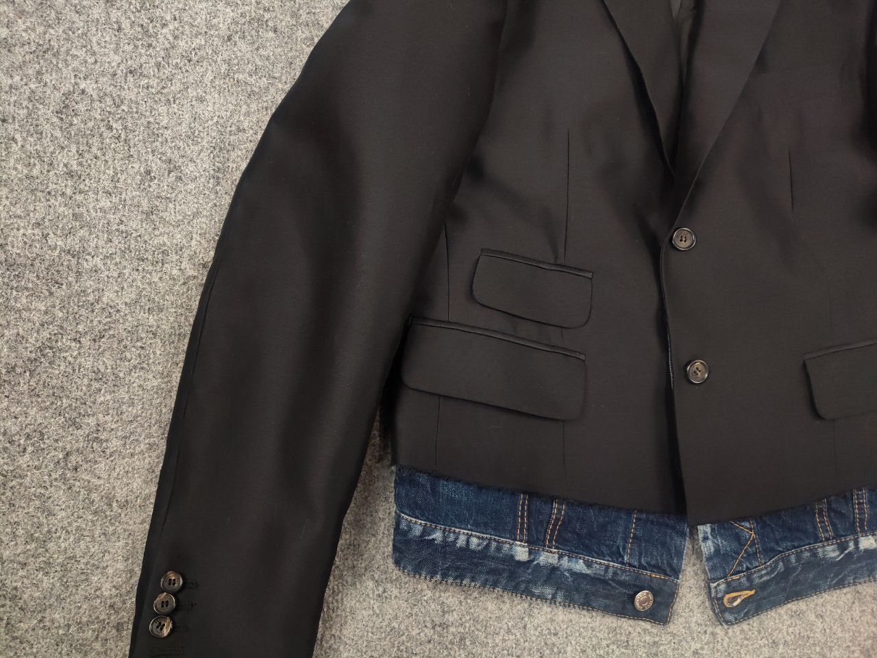 Dsquared2 Rare Dsquared2 AW17 Layered Blazer Distressed Denim Jacket Size US M / EU 48-50 / 2 - 8 Thumbnail
