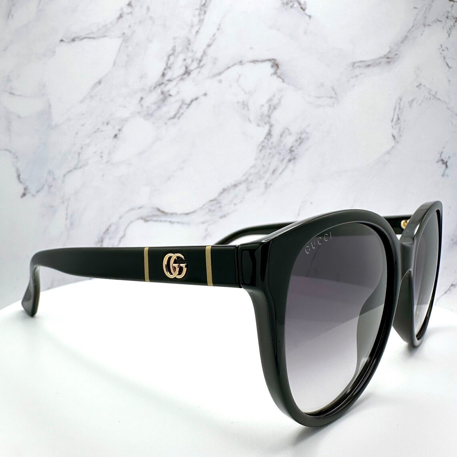 Gucci New Gucci Sunglasses Black Acetate Round Gold Metal GG Logo Size ONE SIZE - 18 Thumbnail