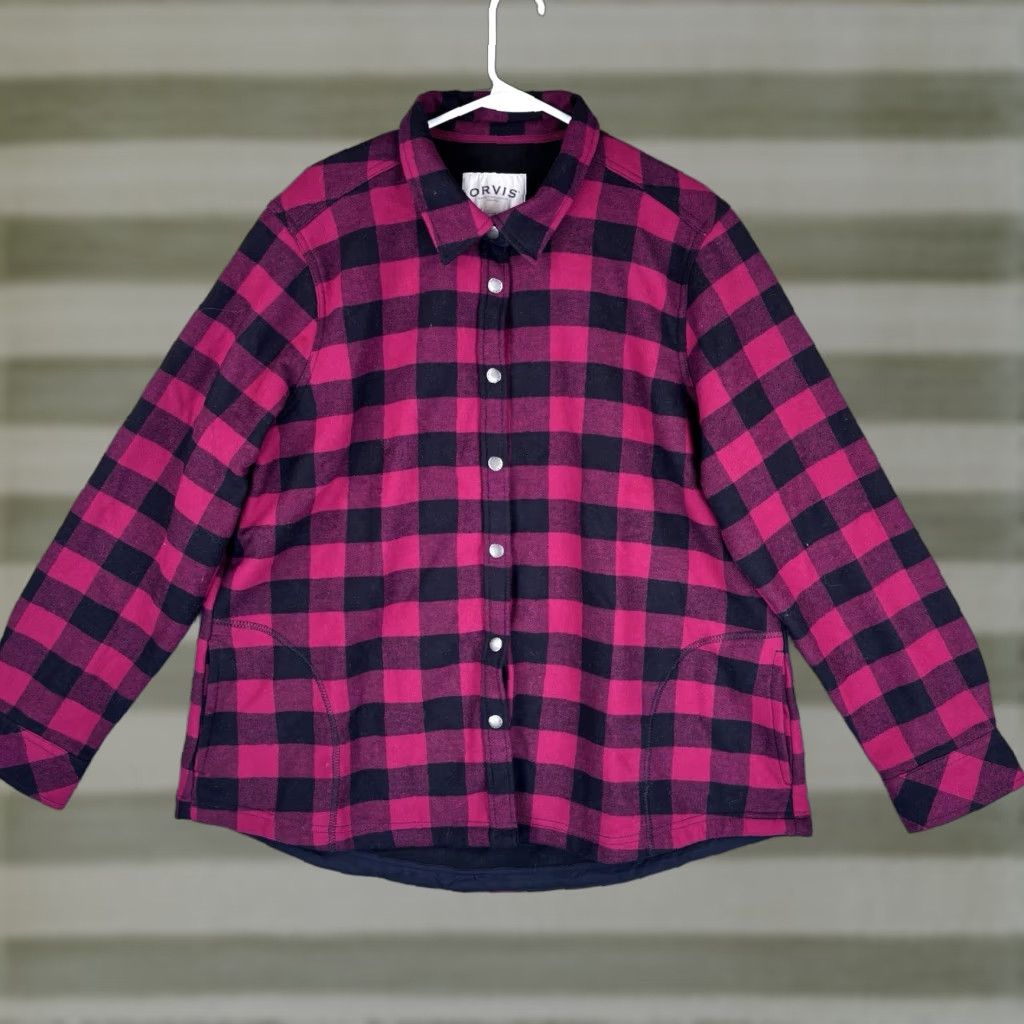 Orvis Orvis Shirt Womens 2XL Red Buffalo Plaid Flannel Lined Outdoor Button-Up Shacket Size XXL / US 16-18 / IT 52-54 - 1 Thumbnail