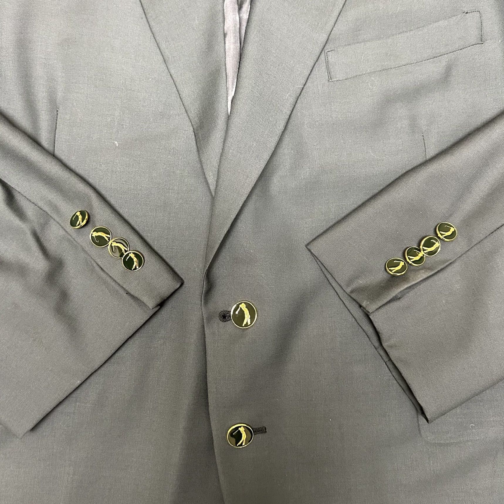 Vintage VINTAGE Golf Green Members Jacket Blazer 44R Adult Regular 1980s Mens Size 44R - 3 Thumbnail