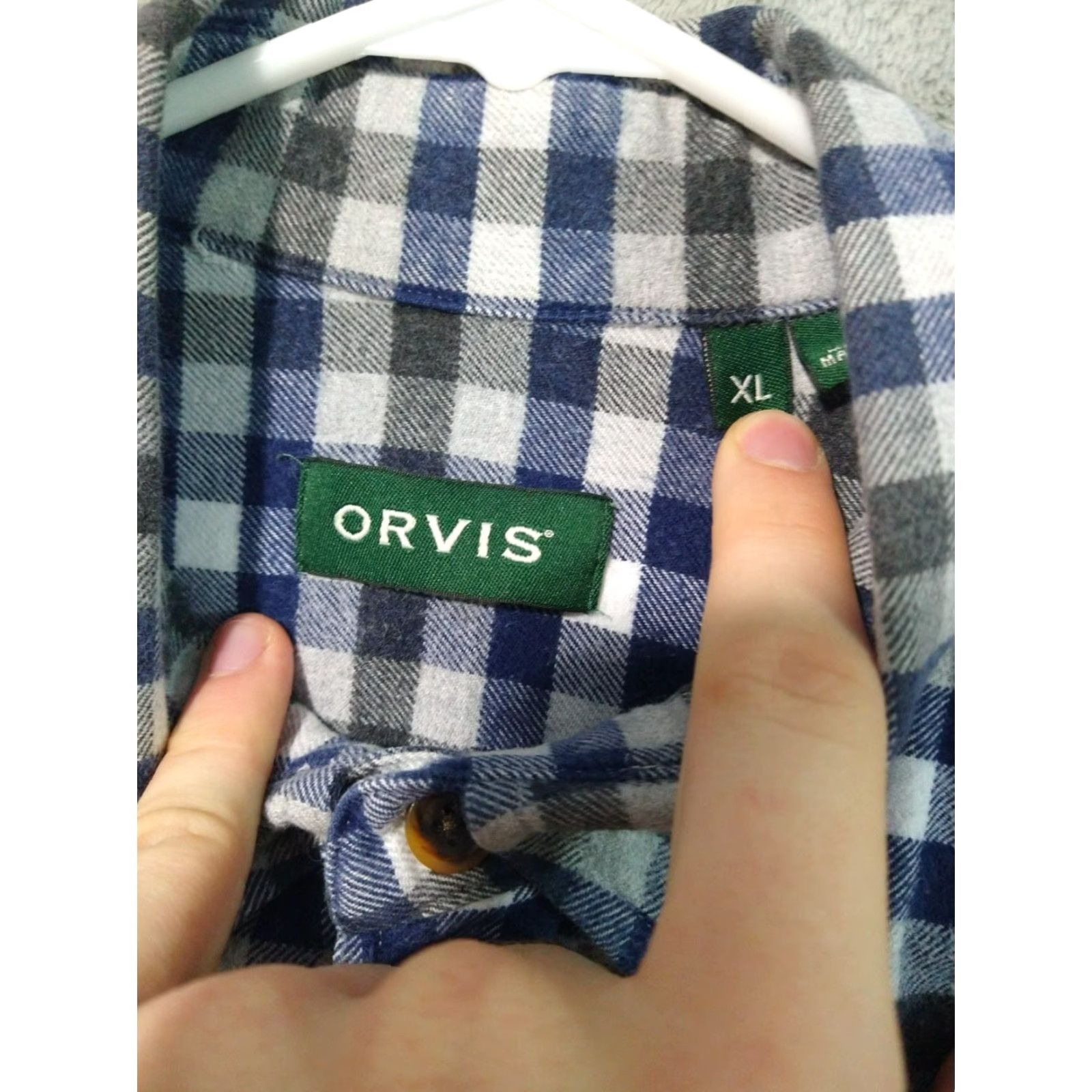 Orvis Orvis Shirt XL Blue Plaid Flannel Button-Up Cotton Casual Lodge Workwear Mens Regular Fit Size US XL / EU 56 / 4 - 6 Thumbnail