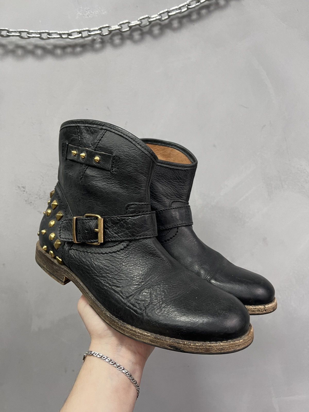 Hedi Slimane Black Leather Archive Ankle Boots studded hedi slimane style Size US 7.5 / EU 40-41 - 1 Thumbnail