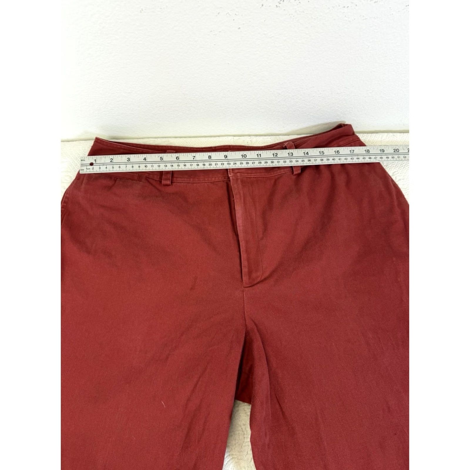 Vintage J. Peterman Women’s Wide-Leg Ankle Pants Brick Red 27” Inseam Cotton Blend Plus Size 18 Office Career Size 40" / US 18 - 2 Thumbnail