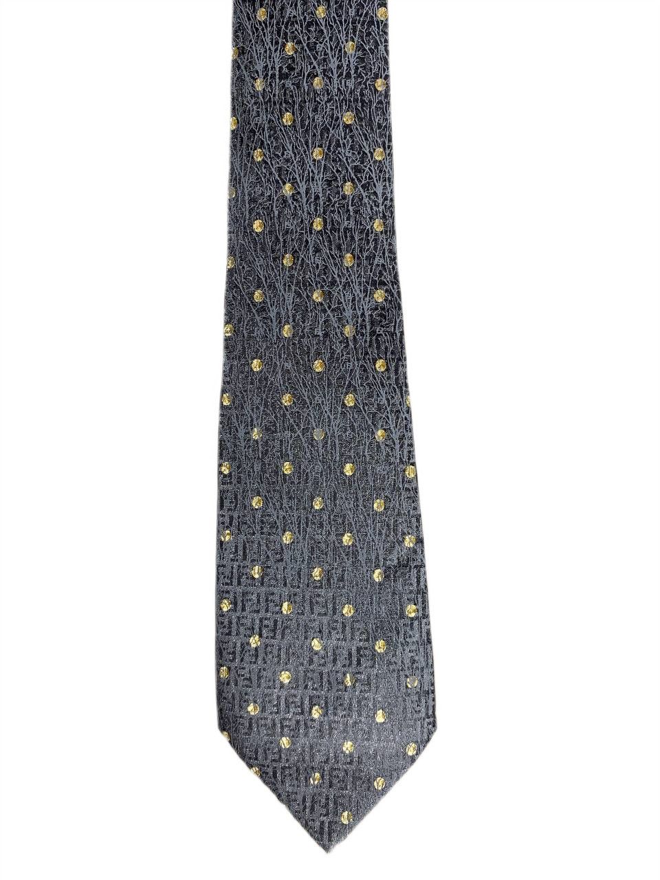 Fendi Fendi FF Jacquard Logo Monogram Moon Casual Silk Tie Size ONE SIZE - 1 Thumbnail