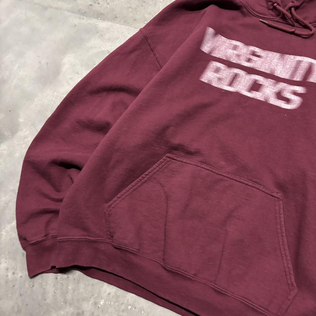 Japanese Brand × Vintage Crazy Vintage Y2K/2000s Burgundy Virginity Rocks Blurry Streetwear Funny Hoodie! Size US L / EU 52-54 / 3 - 3 Thumbnail