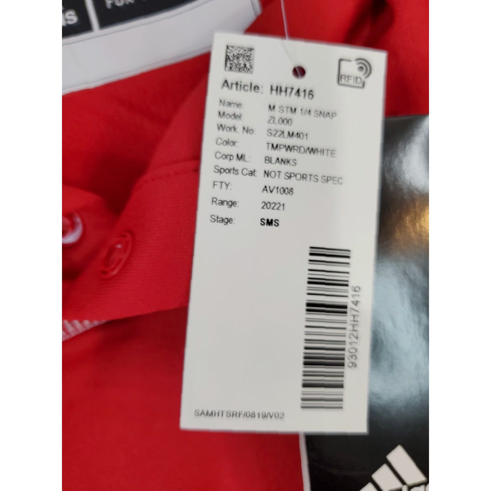 Adidas adidas Men's M Medium Long Sleeve 1/4 Snap Pullover HH7416 Red with Grey Trim Size US M / EU 48-50 / 2 - 7 Thumbnail