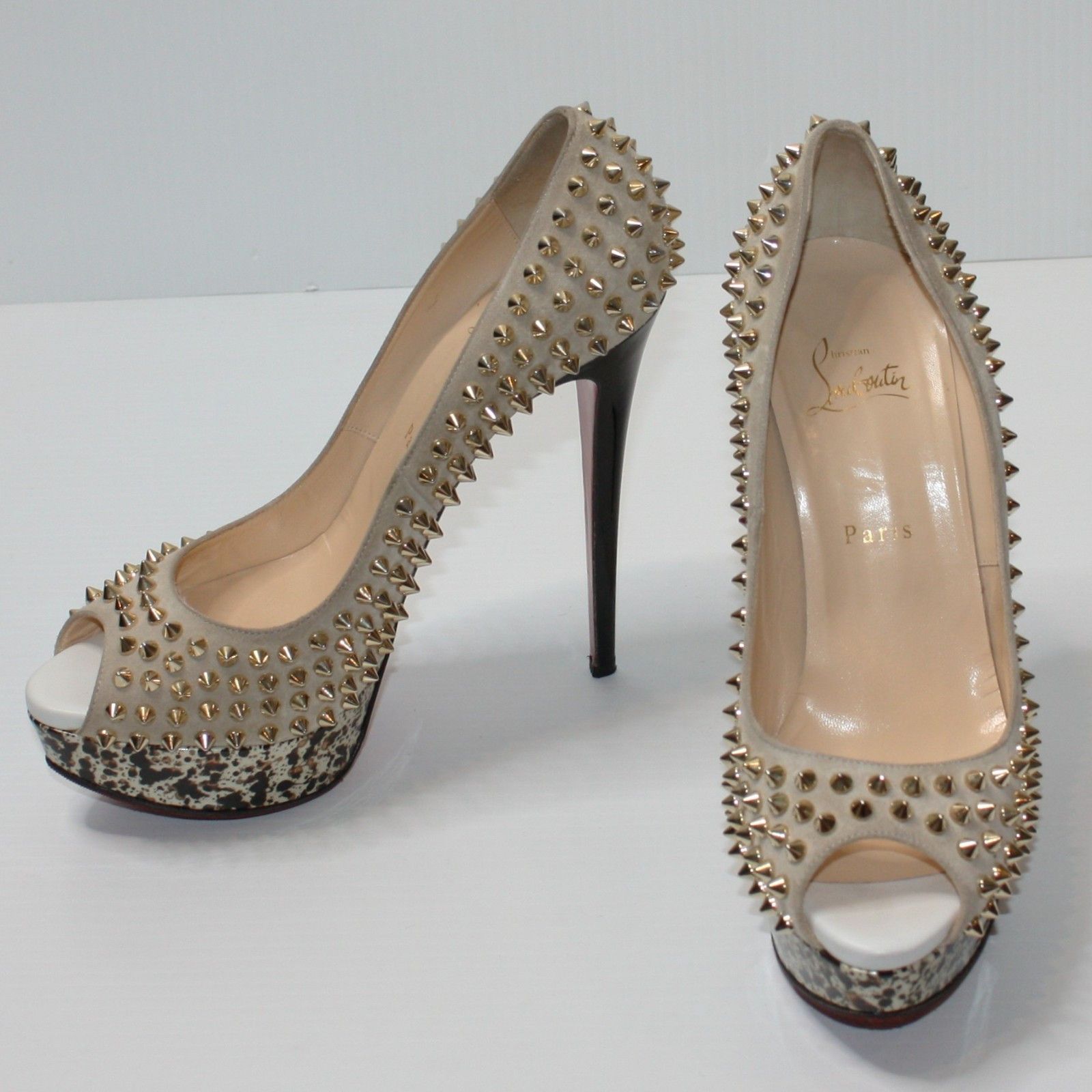 Christian Louboutin Platform Lady Peep Spike Studded Shoes in EU 40.5 / US 10.5 Size US 10.5 / IT 40.5 - 2 Thumbnail