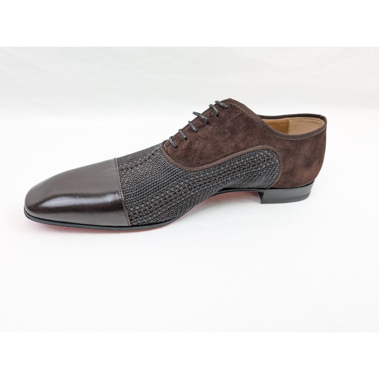 Christian Louboutin o1rshd1 Patent Calf Tresse Provence Lace Up Shoes Dark Brown Size US 11.5 / EU 44-45 - 9 Thumbnail