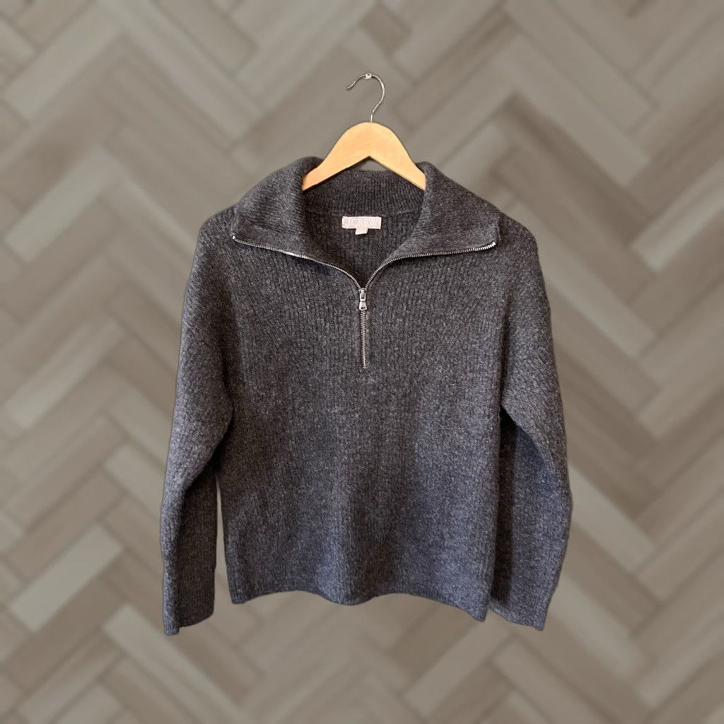 J.Crew J.CREW Womens Gray Sweatshirt 1/4 Zip Knit Pullover Size S/Small Pullover Activewear Size S / US 4 / IT 40 - 1 Thumbnail