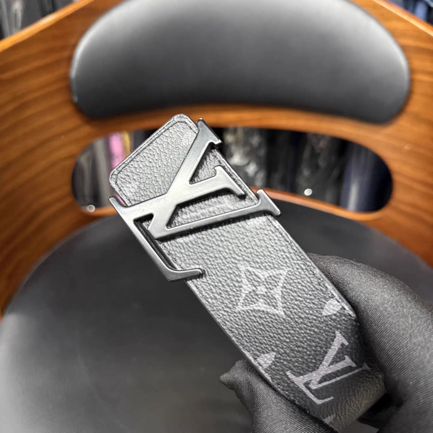 Louis Vuitton LV / Louis Vuitton Black Monogram Belt K15 Size ONE SIZE - 4 Thumbnail