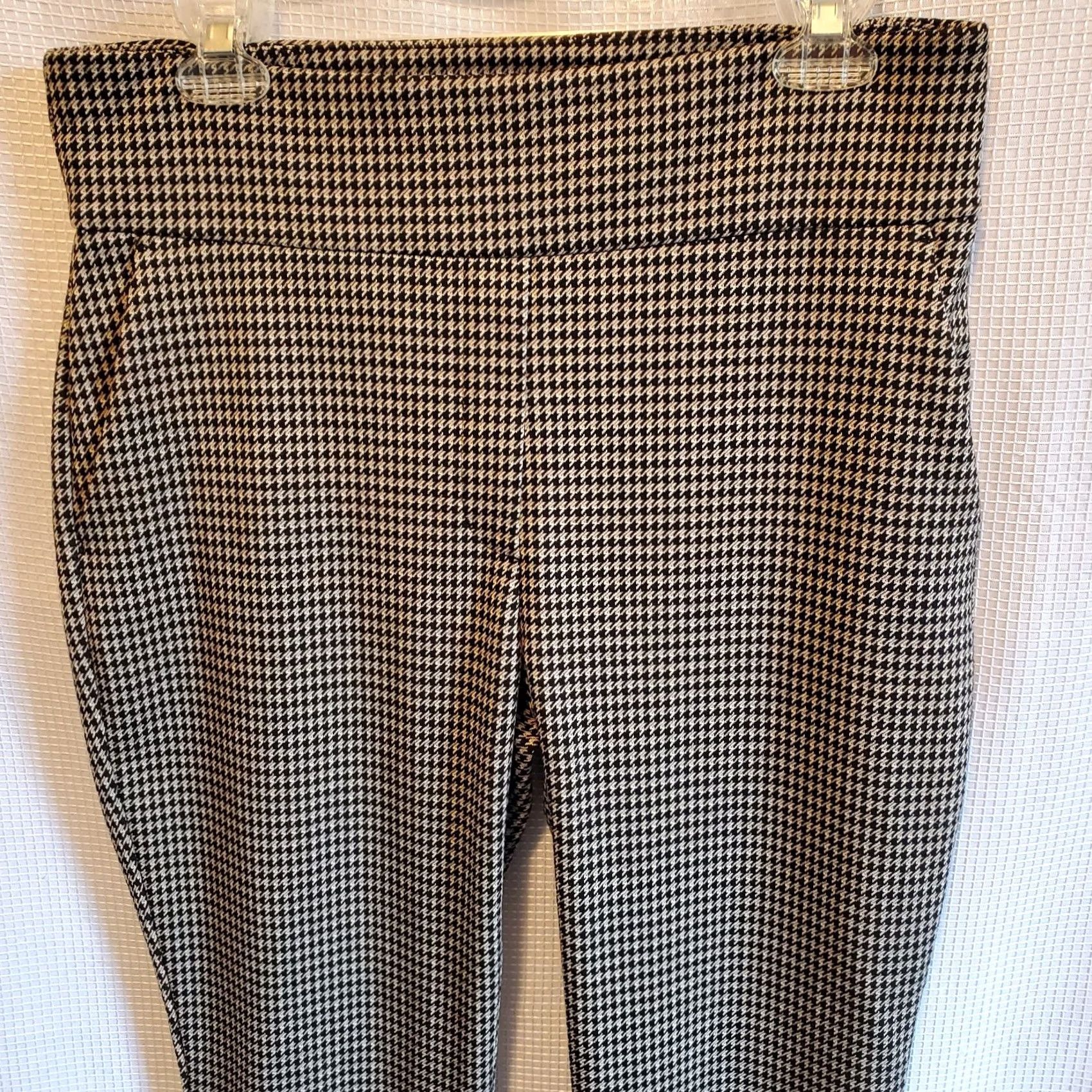 Express VINTAGE Express Y2K Pants Womens M Black Tan Houndstooth Pull On Office Business Size 32" / US 10 / IT 46 - 3 Thumbnail