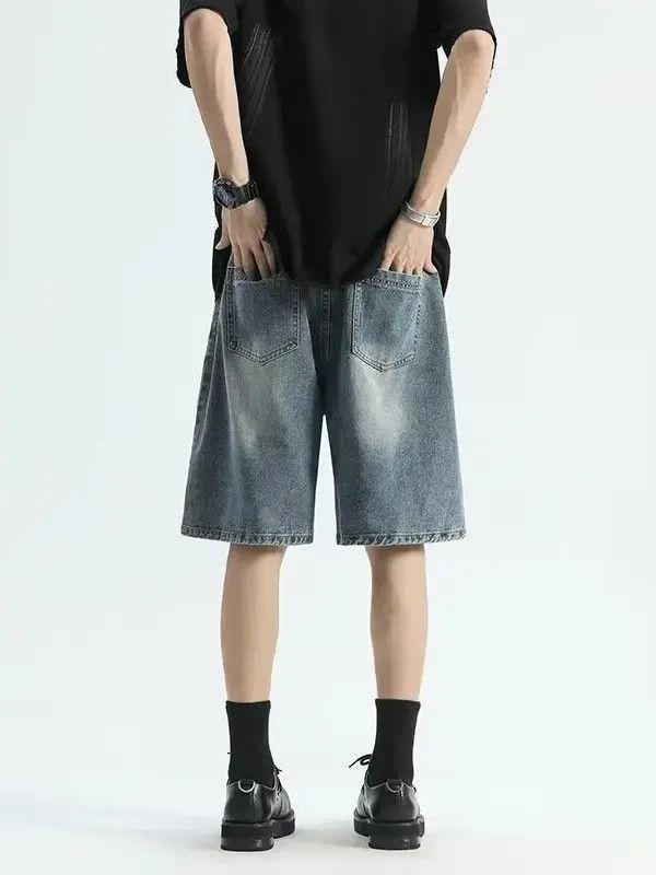 Japanese Brand Loose straight leg ripped denim shorts Size US 32 / EU 48 - 3 Thumbnail
