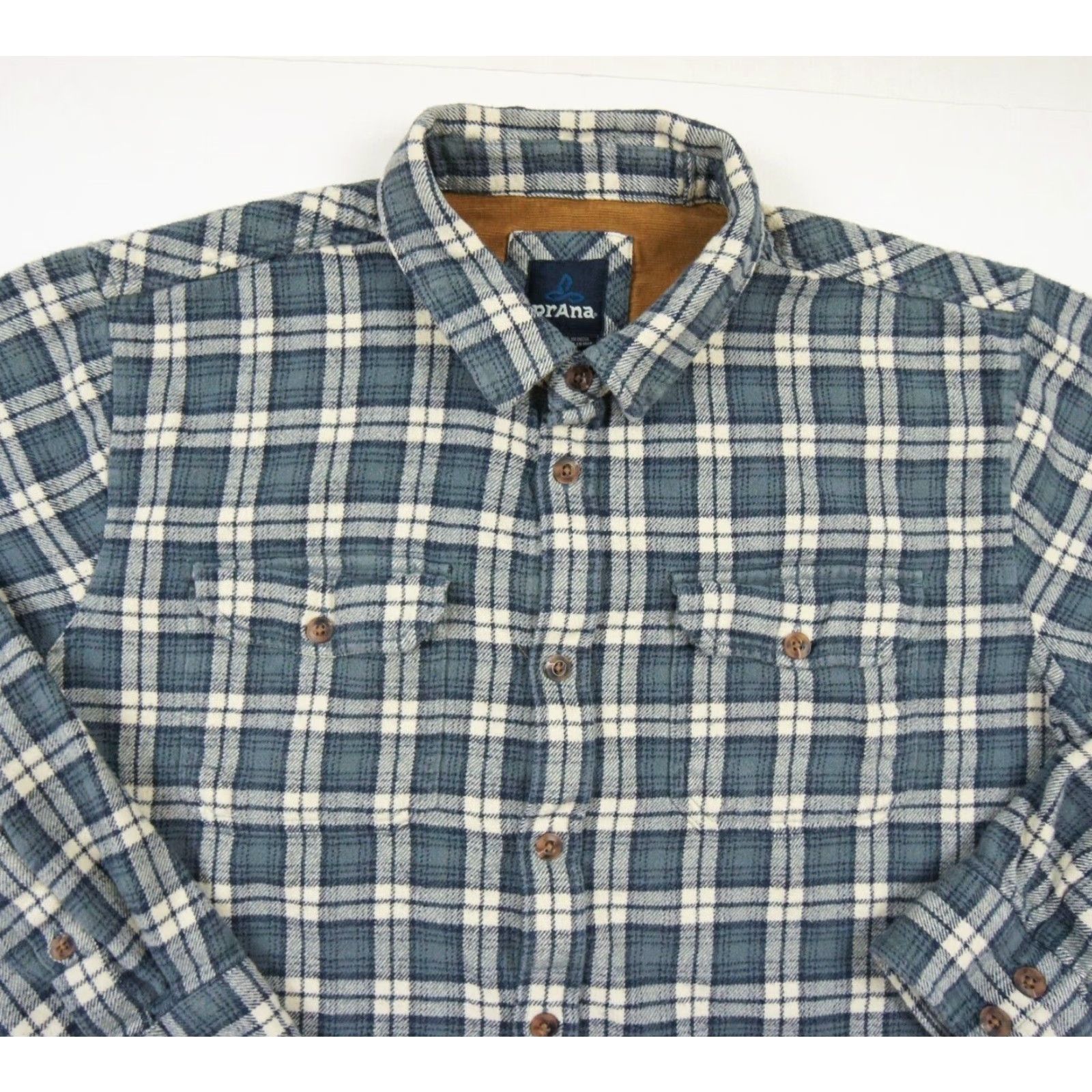 Prana VINTAGE prAna Men's Shirt XL Blue Flannel Plaid Long Sleeve Casual Outdoors All Seasons Size US XL / EU 56 / 4 - 2 Thumbnail