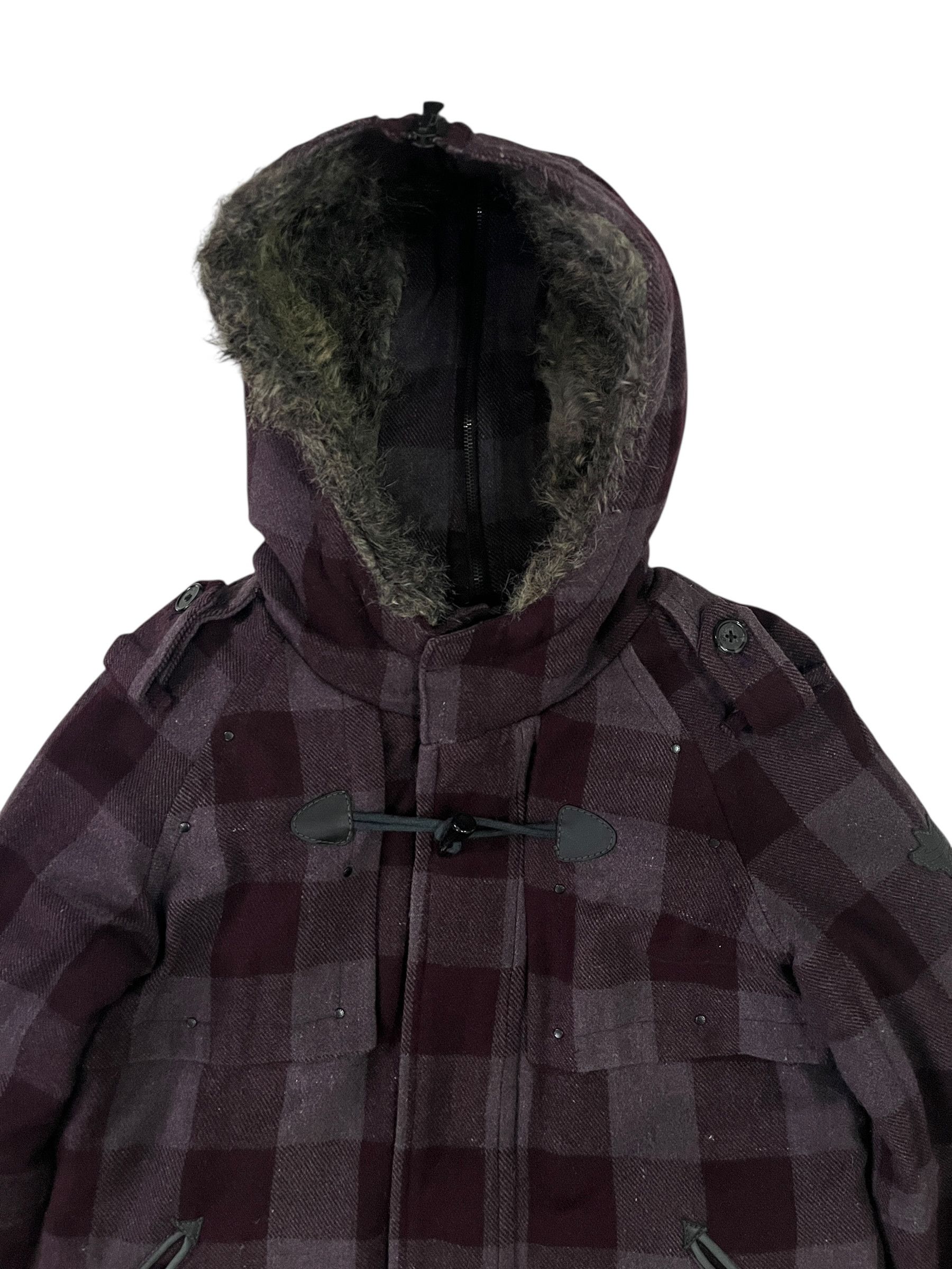 Diesel Diesel Plaid Jacket Fur Hooded Dark Purple Wool Size S / US 4 / IT 40 - 3 Thumbnail