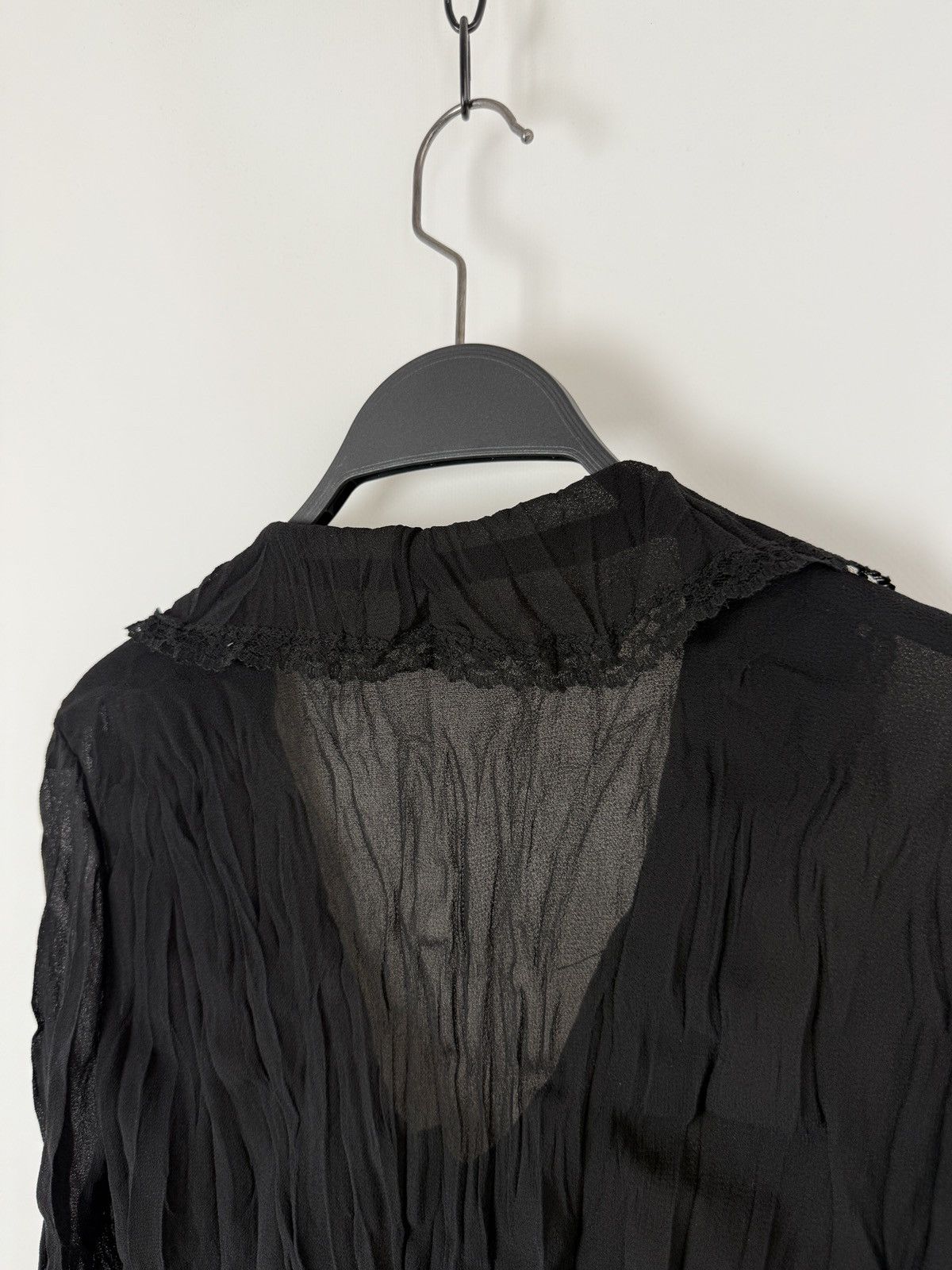 Vintage Y2K Vintage Crinkled Collared Sheer Blouse Gothic Emo Punk Size M / US 6-8 / IT 42-44 - 8 Thumbnail