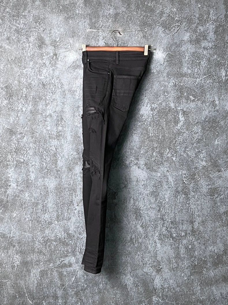 Amiri Amiri MX1 Classic Black Leather Patch Denim Jeans Size US 31 - 7 Thumbnail