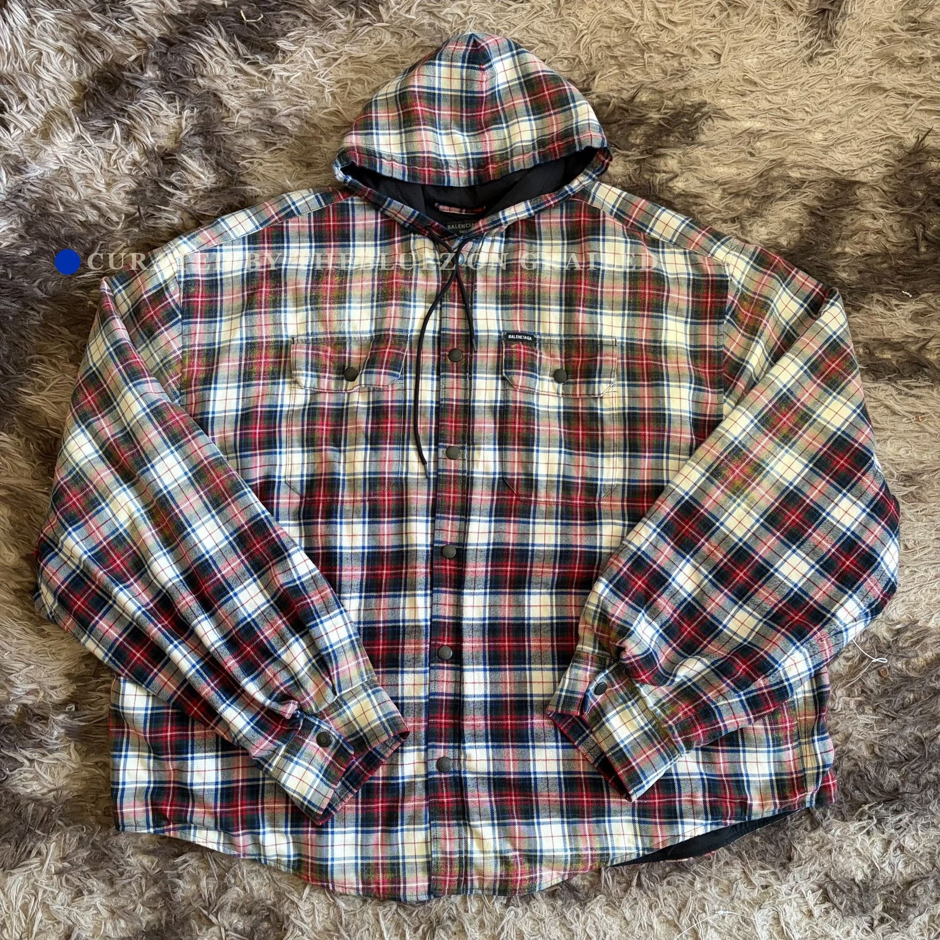 Balenciaga Balenciaga Bleached Flannel Check Shirt Jacket with