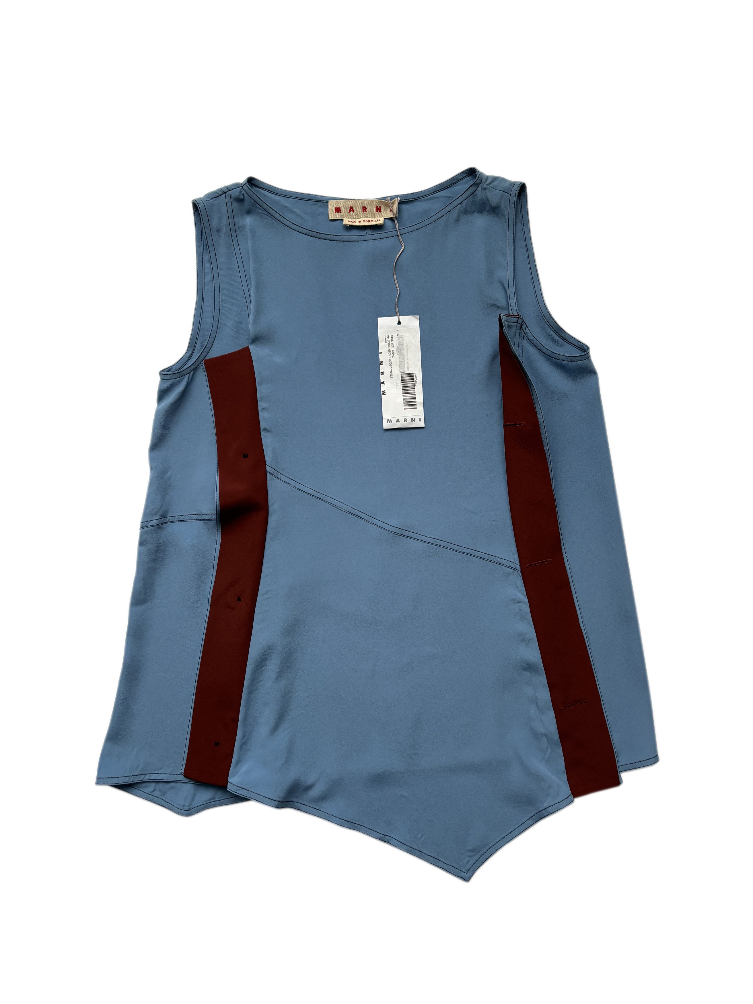 Marni ⚡️QUICK SALE⚡️Marni Blue Silk Asymmetric Tank Top Size M / US 6-8 / IT 42-44 - 2 Thumbnail