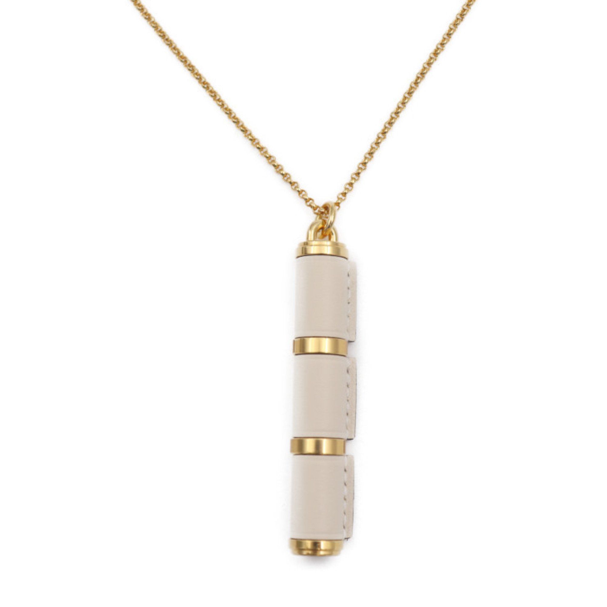 image of Hermes Charnière Gm Necklace 011084Cc Vaux Swift Metal Nata Gold Pendant, Women's