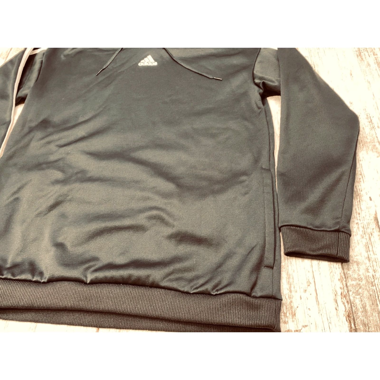 Adidas Adidas Hoodie Men's Medium Black White Stripe Pockets Fleece Lined 7527 Size US M / EU 48-50 / 2 - 4 Thumbnail