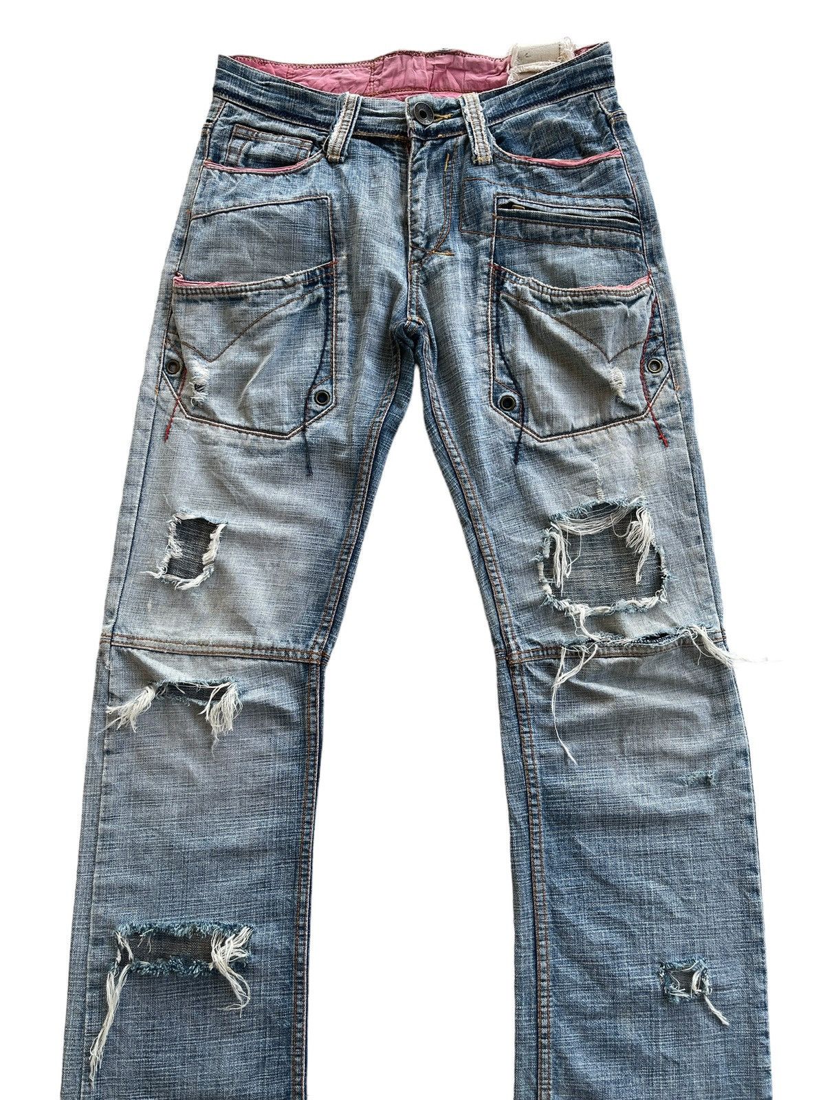 Japanese Brand Tough Jeansmith Curve Crazy Distressed Denim Size US 30 / EU 46 - 4 Thumbnail