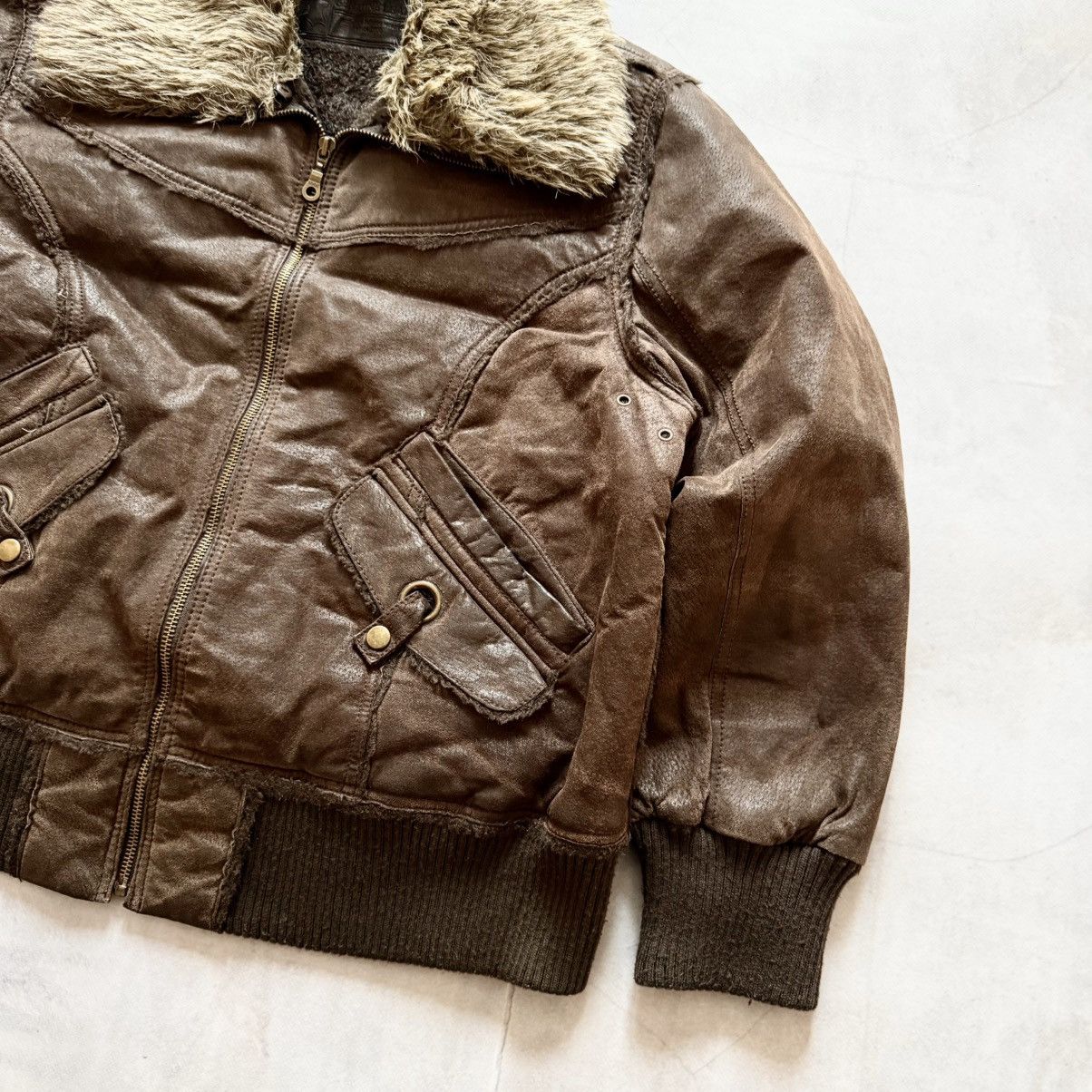 Hysteric Glamour × Undercover Leather Y2K Bomber Jacket Fur LGB If Six Was Nine Vibe Size L / US 10 / IT 46 - 2 Thumbnail