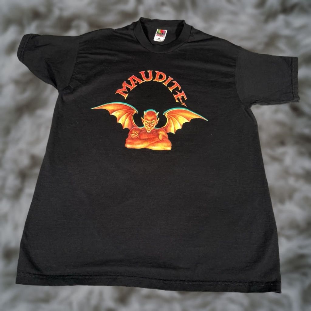 Logo 7 VINTAGE Maudite Belgian Beer T Shirt Mens XL Slim Fit Devil Logo Y2K Size US XL / EU 56 / 4 - 1 Thumbnail