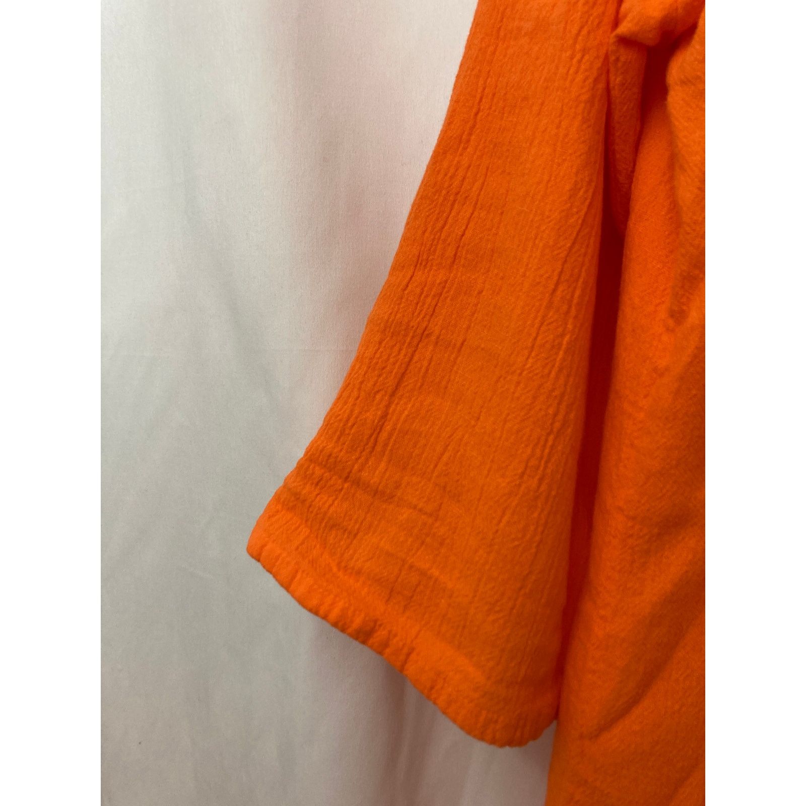 Other Dunes Orange Shell Buttons Textured Button Up Blouse Top Size L / US 10 / IT 46 - 3 Thumbnail