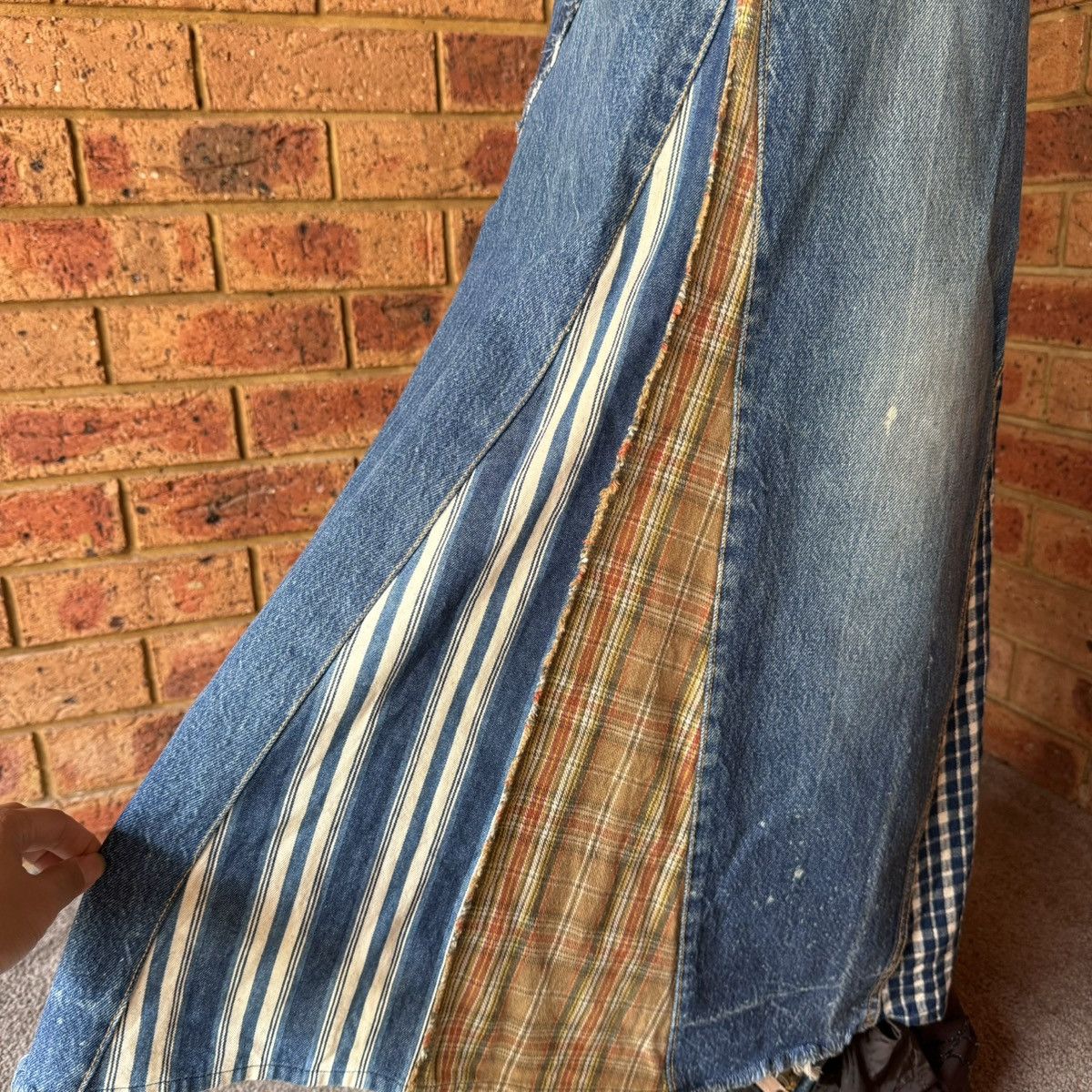 Levi's Vintage Clothing Vintage Levi’s 701 patchwork denim maxi skirt Size 29" - 8 Thumbnail