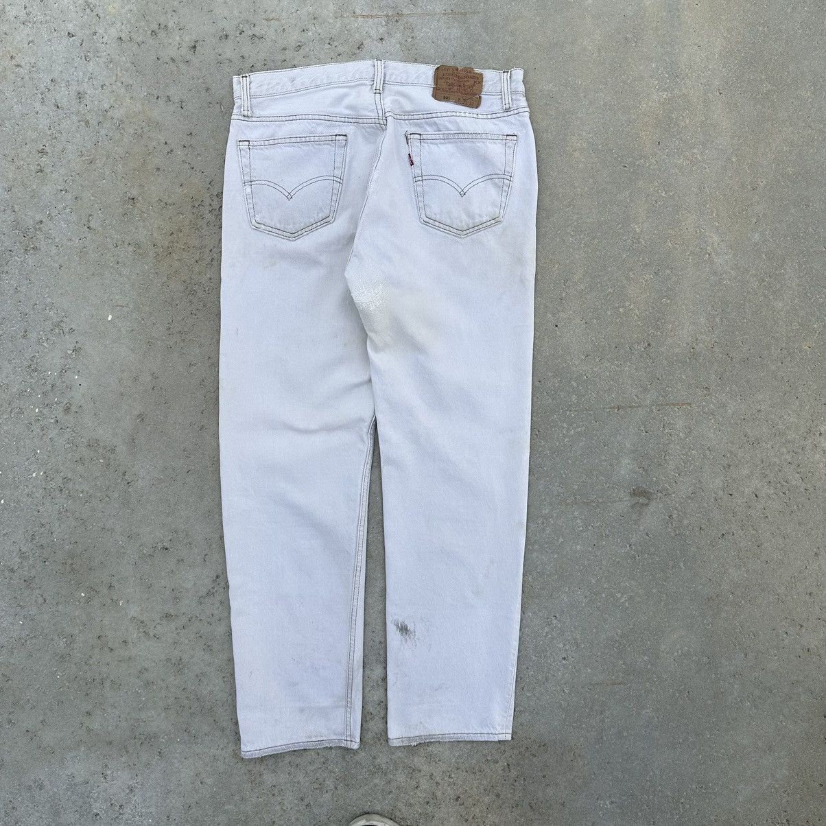 Levi's VTG 90’s Levis 501 Repaired Patchwork White Denim Jeans Size US 34 / EU 50 - 2 Thumbnail