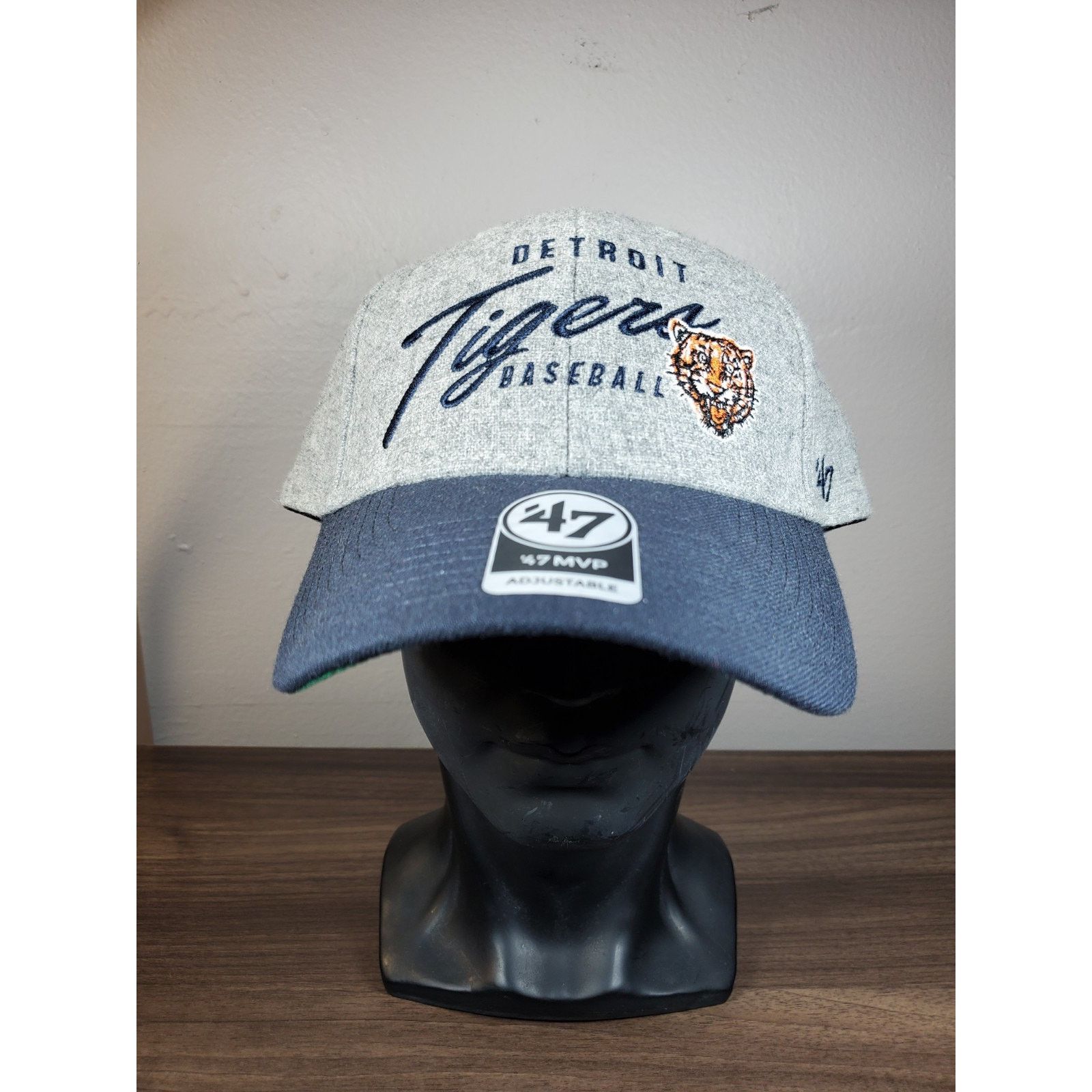 47 Brand × MLB Detroit Tigers Cooperstown Hat Cap Script Logo Gray Fleece Size ONE SIZE - 3 Thumbnail