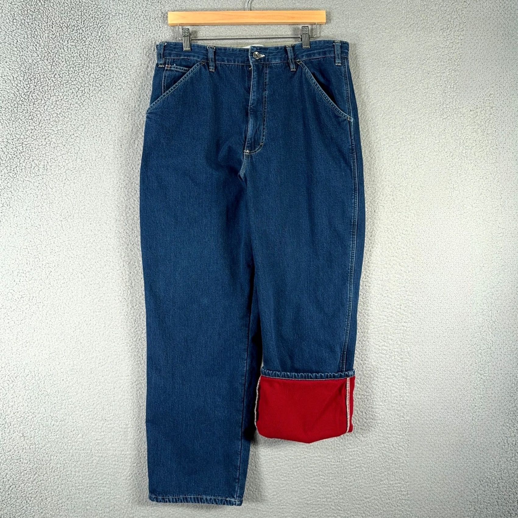 Gap VINTAGE Gap Fleece Lined Carpenter Jeans Mens 36x30 Work Relaxed Mechanic Pants Blue Denim Cotton Baggy Logo 90s Men jeans Size US 36 / EU 52 - 3 Thumbnail