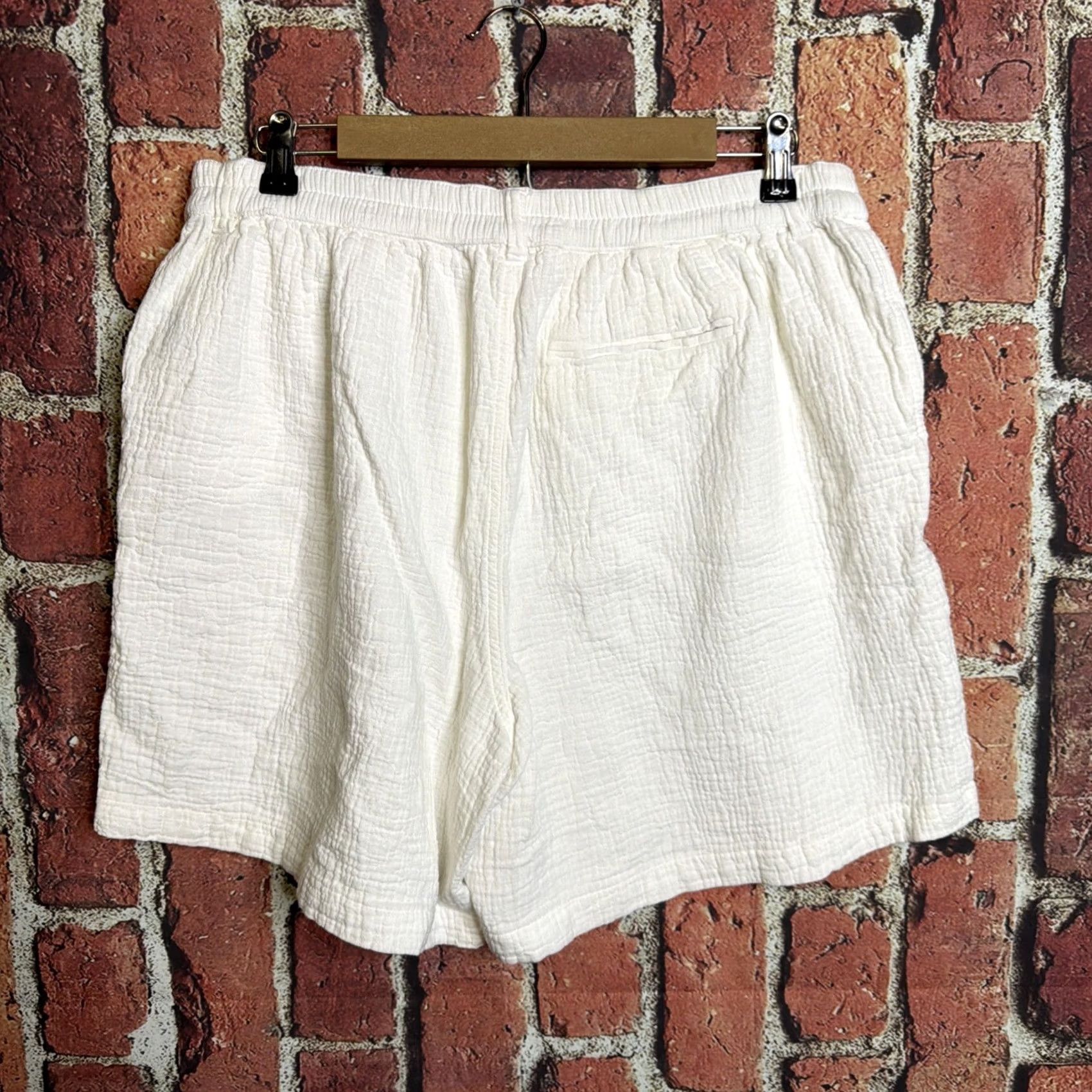 Vintage Aerie White Womens Gauze Cotton Shorts Large Button Close Size 36" / US 14 / IT 50 - 3 Thumbnail