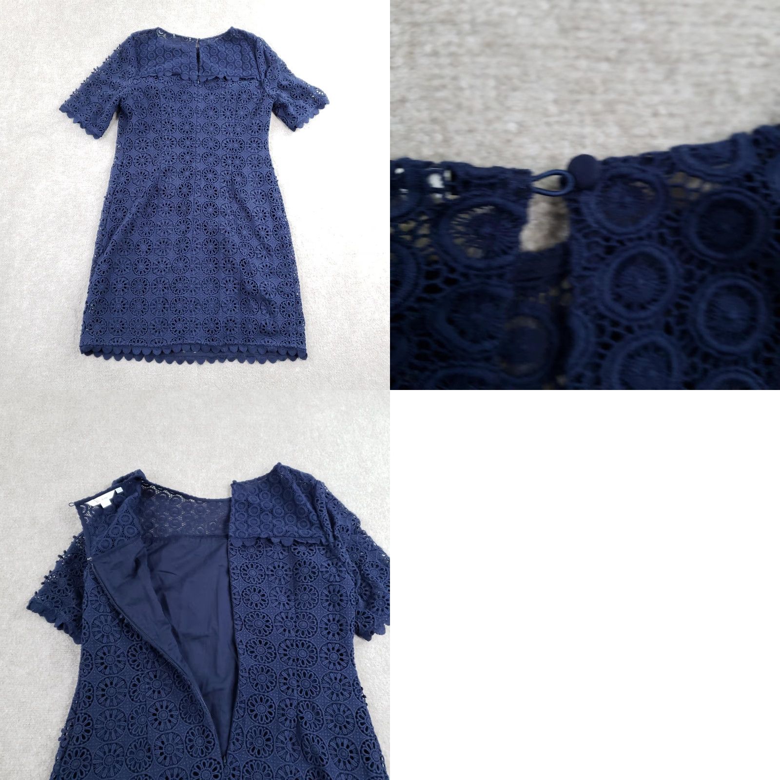 Boden VINTAGE Boden Dress Womens Size 10 Blue Floral Lace Shift Knee Length Lined Short Sleeve Size 32" / US 10 / IT 46 - 9 Thumbnail