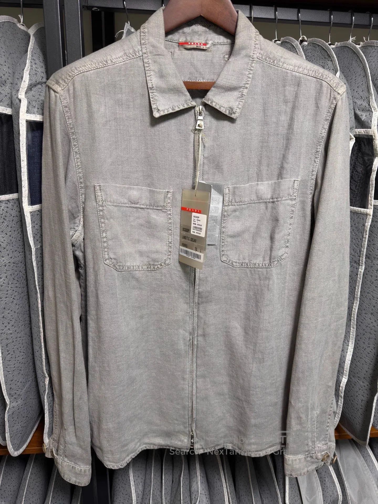 Prada Gray Long Sleeve Zip-Front Shirt. Size US L / EU 52-54 / 3 - 1 Thumbnail