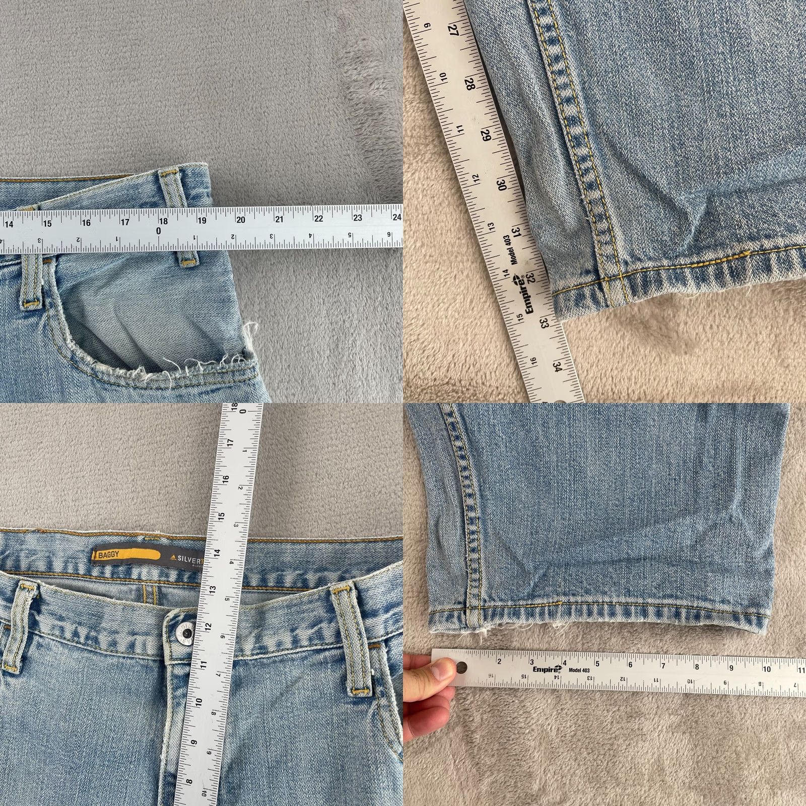 Levi's Vintage Levi's Silver Tab Baggy Jeans Men 38x33 Light Blue Distressed Denim Skate Size US 38 / EU 54 - 8 Thumbnail