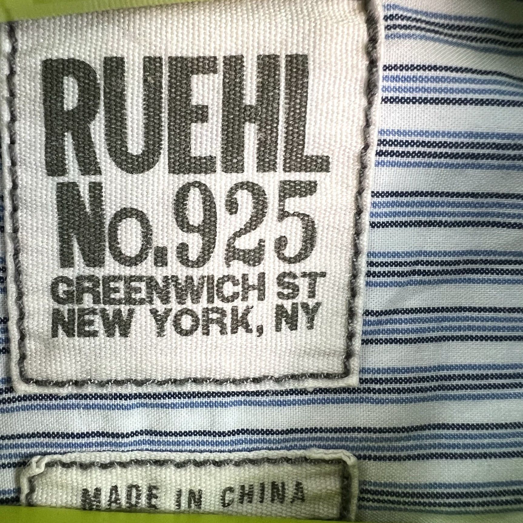 Vintage VINTAGE Ruehl Men's Button-Up Shirt Long Sleeve Casual Office Wear Blue & White Stripes Size L Size US L / EU 52-54 / 3 - 5 Thumbnail