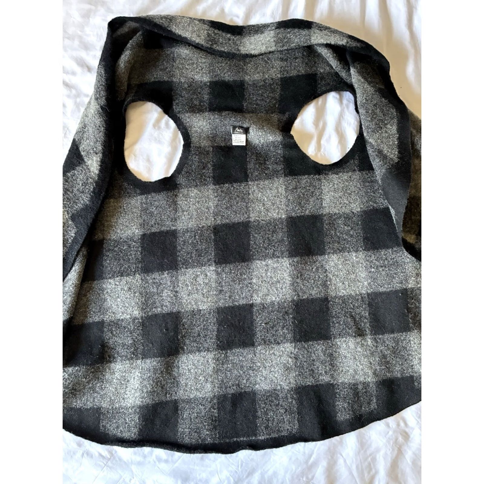 Vintage Amita Vest Cardigan Made in Italy Wool Blend OS Plaid Waterfall Open Front Boho Size ONE SIZE - 3 Thumbnail