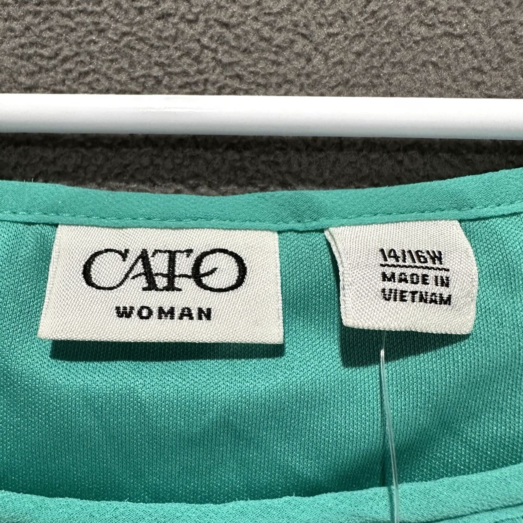 Vintage NWT Cato Dress Womens 16W Pool Green Cold Shoulder Short Sleeve Elastic Waist Dress Size 38" / US 16 / IT 52 - 6 Thumbnail
