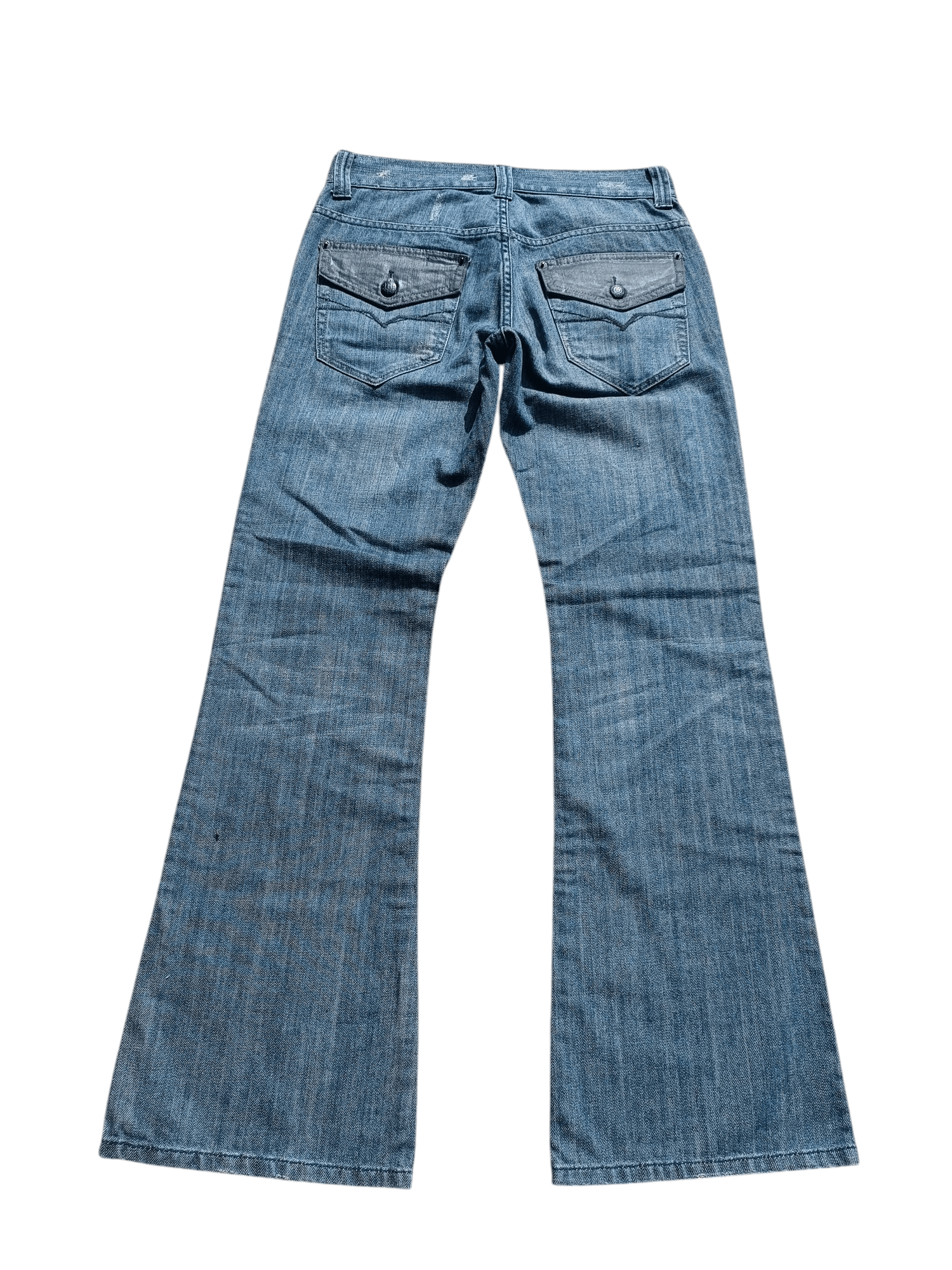Guess × Japanese Brand FLARED 💥 90s Guess Jeans Distress Whiskers Denim Size US 32 / EU 48 - 3 Thumbnail