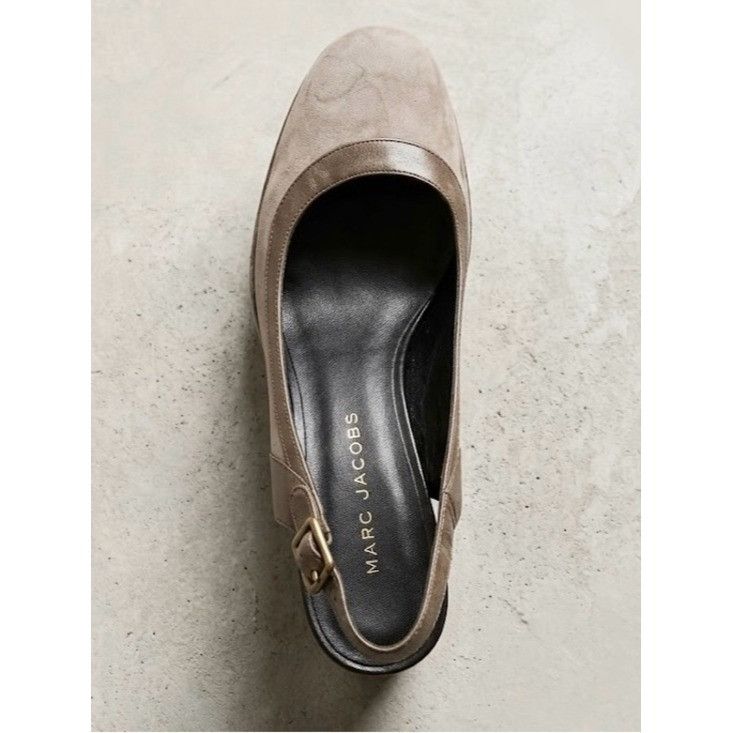 Marc by Marc Jacobs Marc Jacobs Taupe Suede Slingback Platform Wedge Heels Size US 9 / IT 39 - 3 Thumbnail