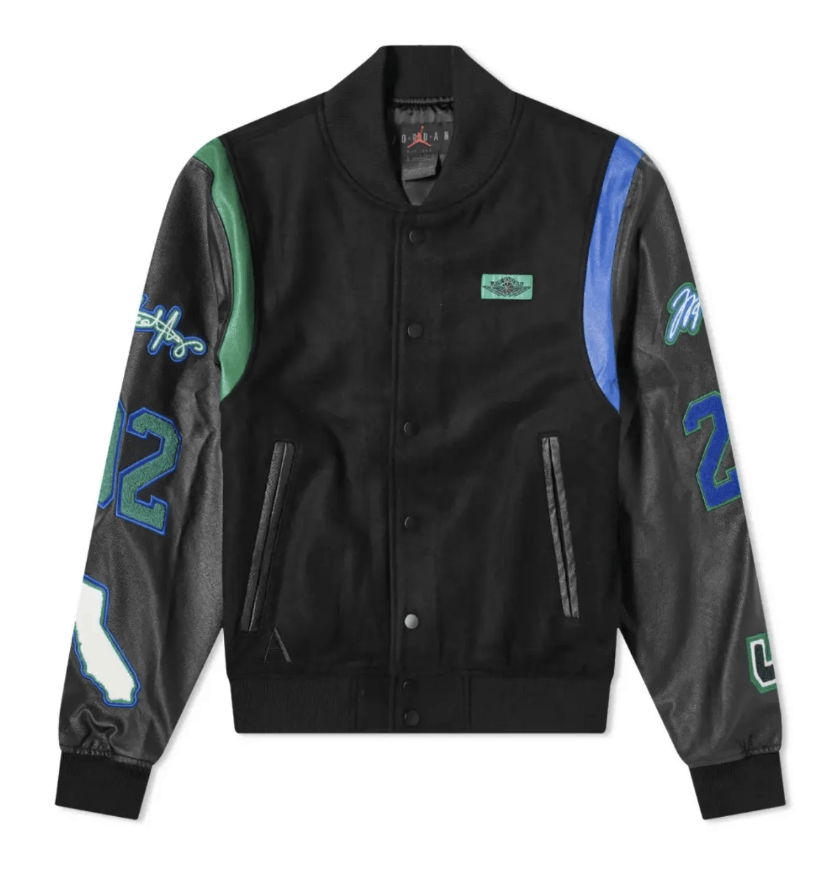 Jordan Brand Jordan x Aleali May Varsity Jacket XSmall Black Green Blue Size XS / US 0-2 / IT 36-38 - 8 Thumbnail