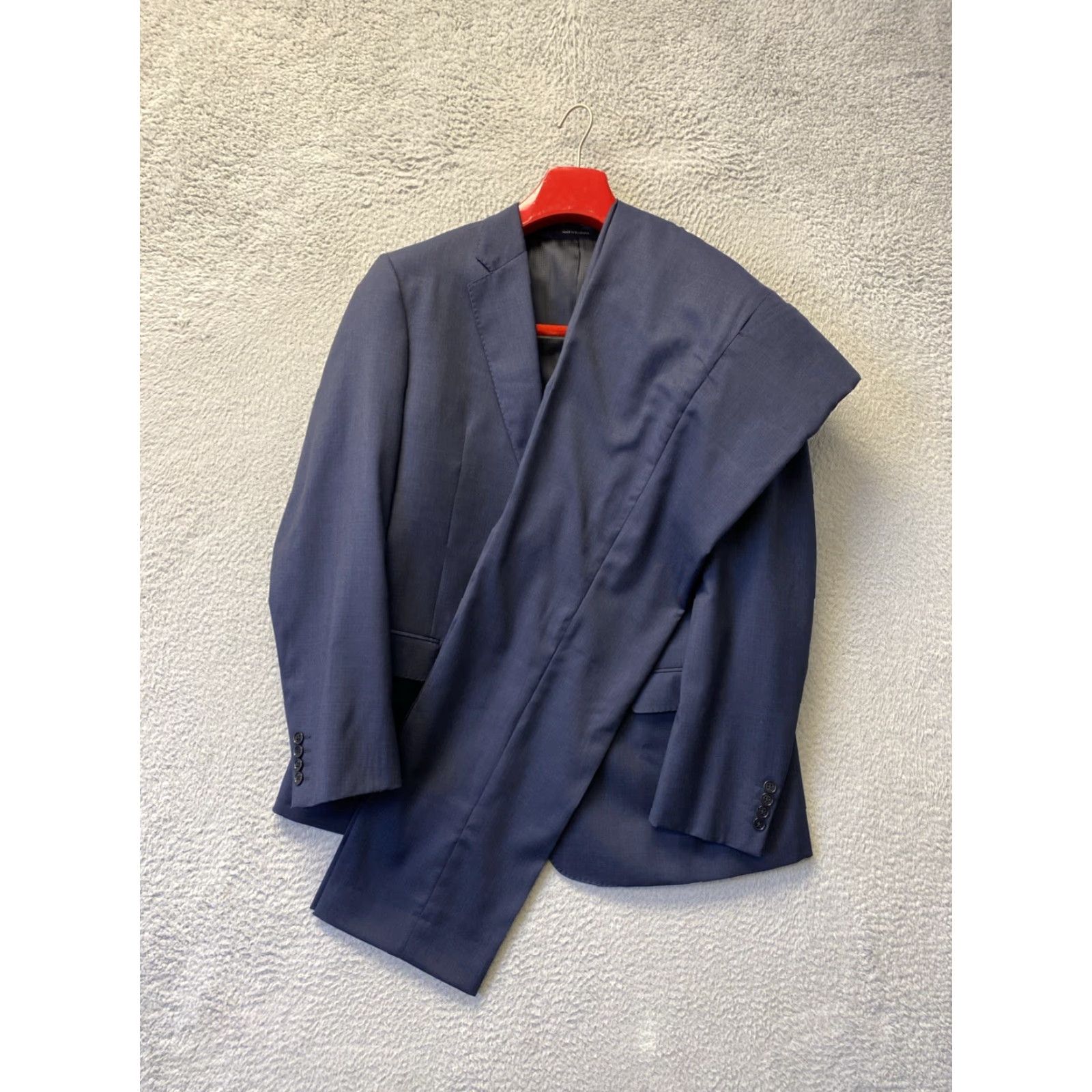 Emporio Armani VINTAGE Emporio Armani G-Line Navy Blue Wool Suit Jacket 45R Pants 35x32 2-Piece Mens Slim Notch Lapel Two Button Flat Front Double-Vented Size 48R - 2 Thumbnail