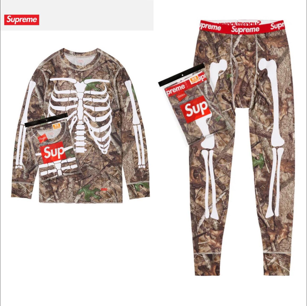 Supreme × Hanes Bones Thermal Crew Camo Supreme/Hanes Thermal Crew Camo – blueandcream